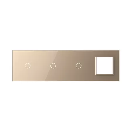 Рамка для сенсорных выключателей четверная, 3 клавиши, 1 розетка (1-1-1-0) золотая