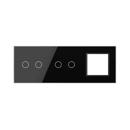 Рамка для сенсорных выключателей тройная, 4 клавиши, 1 розетка (2-2-0) чёрная